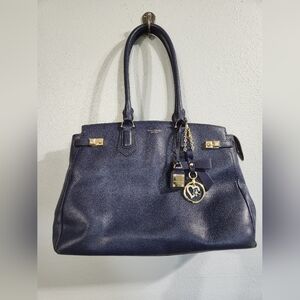 Henri Bendel Carlyle Satchel caviar leather features gold-tone 16x11x5 Purse